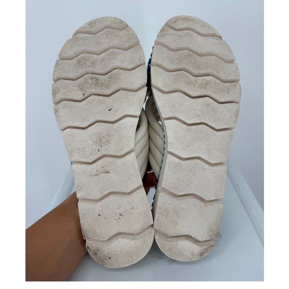 Rue De La Lune Slide Sandal Exhale Beaded Puff Padded Crossover Strap - Picture 6 of 7